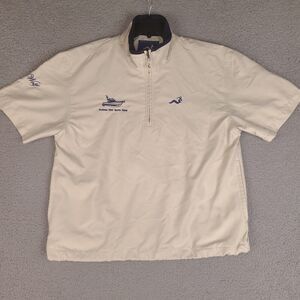 Woodworm Windbreaker Jacket Mens‎ Small Beige 1/4 Zip Pullover Golf Fishing Boat